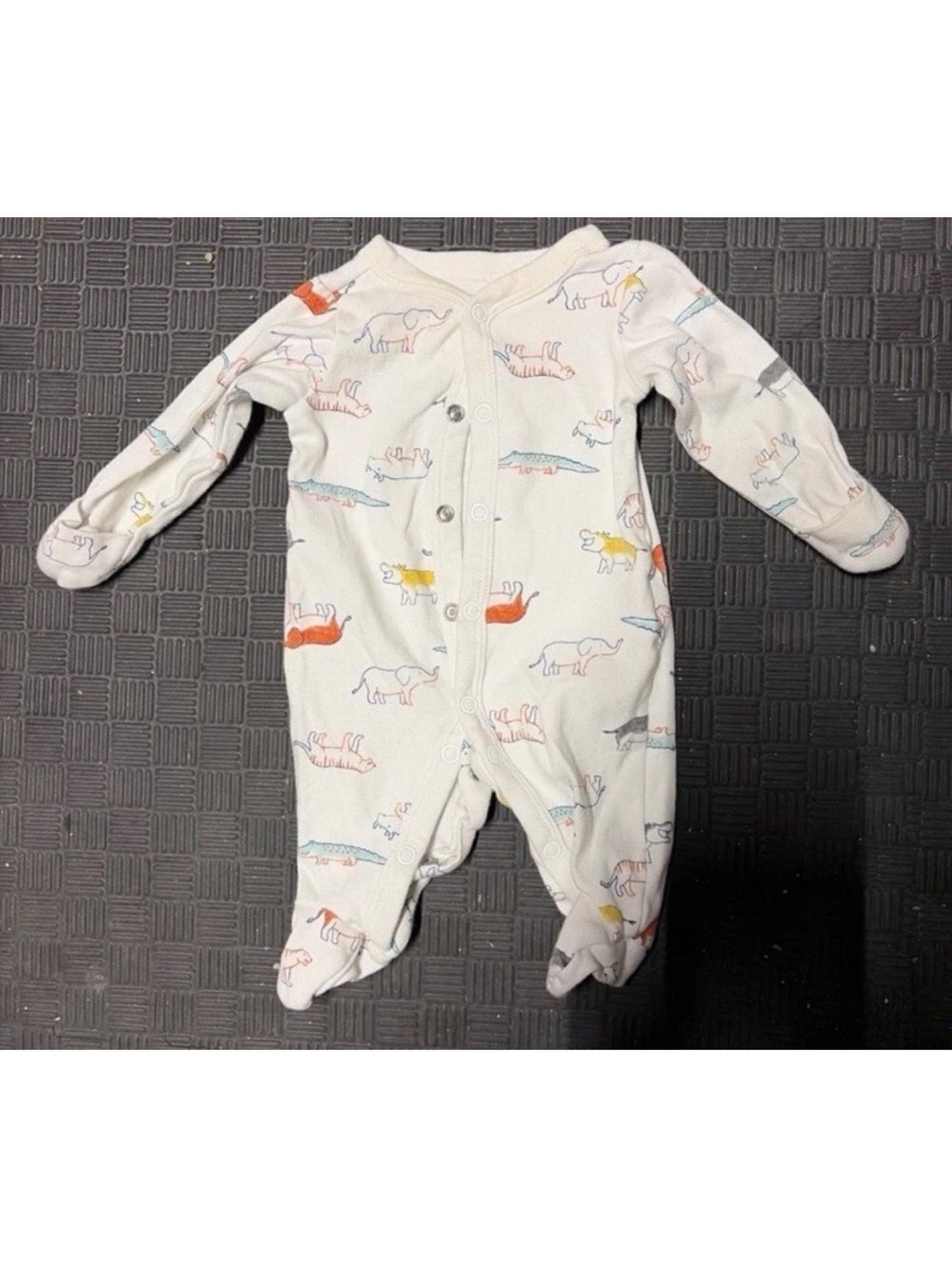 Carter's White Baby Footed One-Piece with Multi-Color Animal Print